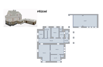 Půdorys přízemí - Prodej domu 464 m², Praha 10 - Vinohrady