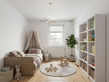 vizualizace možného zařízení pokoje 2 - Prodej bytu 3+1 v družstevním vlastnictví 2072 m², Vimperk