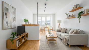 Vizualizace možného zařízení obývacího prostoru - Prodej bytu 3+1 v družstevním vlastnictví 2072 m², Vimperk 