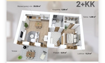Pronájem bytu 2+kk v osobním vlastnictví 65 m², Třeština