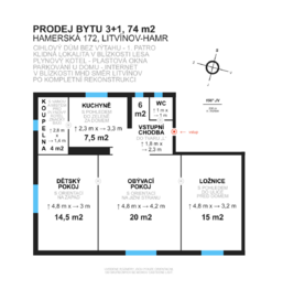Prodej bytu 3+1 v osobním vlastnictví 74 m², Litvínov