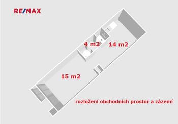 rozložení prostor ... - Pronájem obchodních prostor 33 m², Havlíčkův Brod