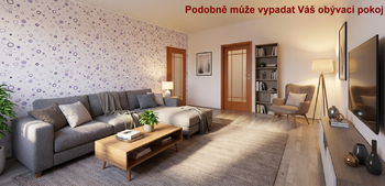 Vizualizace - obývací pokoj - Pronájem bytu 3+1 v osobním vlastnictví 76 m², Hodonín