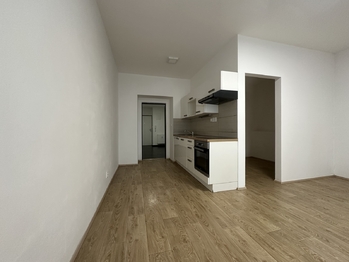 Vstup a kuchyňský kout - Pronájem bytu 1+kk v osobním vlastnictví 45 m², Brno 