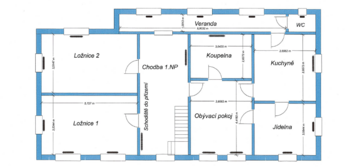 Půdorys 1.Patro - Prodej domu 150 m², Mikulášovice