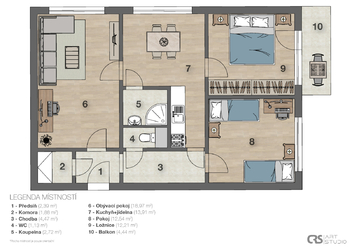 Prodej bytu 3+1 v družstevním vlastnictví 77 m², Praha 10 - Záběhlice