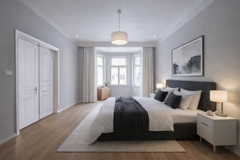 Vizualizace ložnice 2 - Prodej bytu 2+kk v osobním vlastnictví 84 m², Praha 7 - Bubeneč