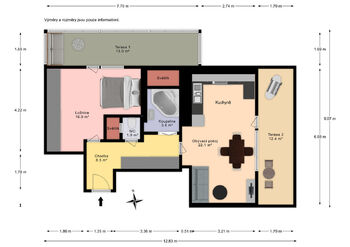 Pronájem bytu 2+kk v osobním vlastnictví 51 m², Praha 4 - Podolí
