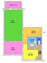 Prodej bytu 2+1 v osobním vlastnictví 54 m², České Budějovice
