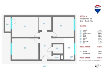 Prodej bytu 3+1 v osobním vlastnictví 76 m², Brno
