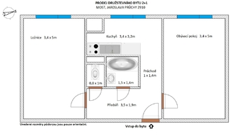 Prodej bytu 2+1 v družstevním vlastnictví 53 m², Most