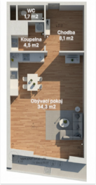 Pronájem bytu 1+kk v osobním vlastnictví 50 m², Rosice