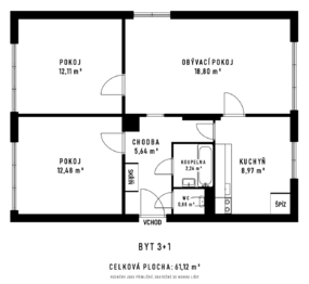 Pronájem bytu 3+1 v osobním vlastnictví 61 m², Kopřivnice