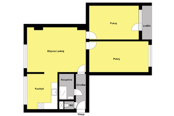 Orientační půdorys - Prodej bytu 3+1 v osobním vlastnictví 62 m², Nymburk