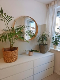 Prostorná samostatná ložnice s okny do zahrady.  - Prodej bytu 2+kk v osobním vlastnictví 52 m², Praha 9 - Hostavice