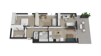 3D půdorys - Pronájem bytu 4+kk v osobním vlastnictví 170 m², Brno