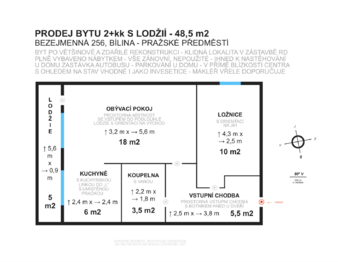 Prodej bytu 2+kk v osobním vlastnictví 49 m², Bílina