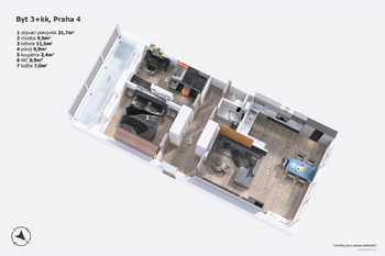 Prodej bytu 3+kk v osobním vlastnictví 76 m², Praha 4 - Krč