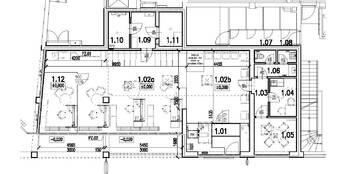 půdorys - Pronájem obchodních prostor 122 m², Pardubice