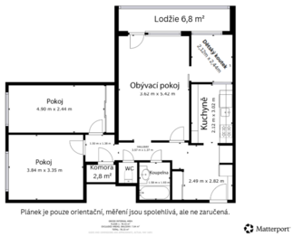 Půdorys - Prodej bytu 3+1 v osobním vlastnictví 84 m², Kladno