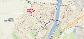 vyznačení umístění - Prodej pozemku 1007 m², Boršov nad Vltavou
