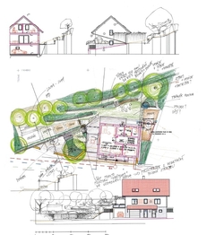 návrh umístění stavby a řešení zahrady - Prodej pozemku 759 m², Rudolfov