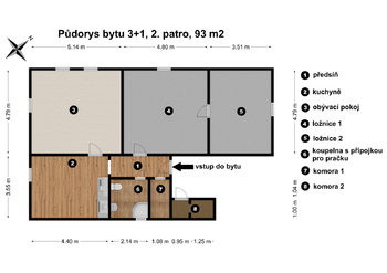 Pronájem bytu 3+1 v osobním vlastnictví 93 m², Děčín