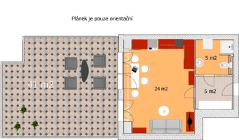 Pronájem bytu 1+kk v osobním vlastnictví 34 m², Praha 8 - Ďáblice