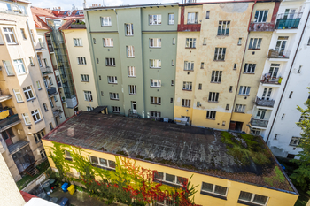 Pohled z okna - Pronájem bytu 1+1 v osobním vlastnictví 38 m², Praha 3 - Žižkov