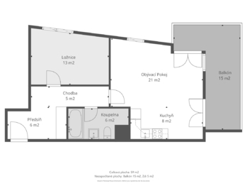 Pronájem bytu 2+kk v osobním vlastnictví 57 m², Praha 4 - Kamýk