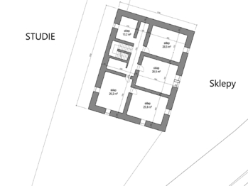 Plán sklepních prostor - Pronájem kancelářských prostor 270 m², Běloky