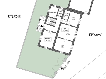 Plán přízemí - Pronájem domu 270 m², Běloky
