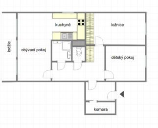 plánek - Pronájem bytu 3+1 v osobním vlastnictví 79 m², Praha 4 - Braník