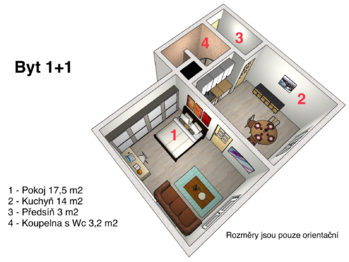 Prodej bytu 1+1 v osobním vlastnictví 40 m², Jablonec nad Nisou