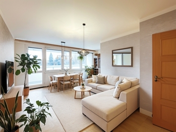 Vizualizace možného budoucího stavu obývacího pokoje - Prodej bytu 3+kk v osobním vlastnictví 86 m², Praha 5 - Stodůlky