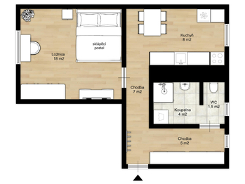 Pronájem bytu 1+1 v osobním vlastnictví 48 m², Borohrádek
