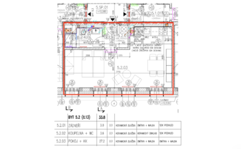 Plánek - Pronájem bytu 1+kk v osobním vlastnictví 34 m², Praha 5 - Košíře