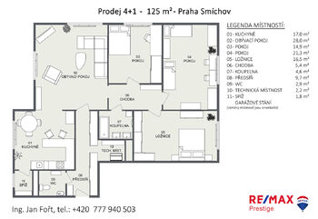 Prodej bytu 4+1 v osobním vlastnictví 124 m², Praha 5 - Smíchov
