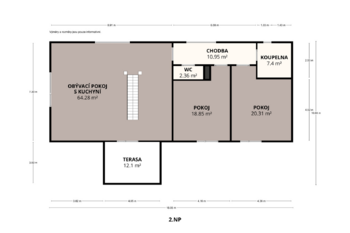2.NP (půdorys) - Prodej domu 280 m², Jílové u Prahy