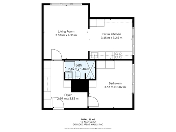 Plánek bytu - Pronájem bytu 2+kk v osobním vlastnictví 54 m², Praha 4 - Kamýk