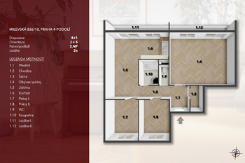Prodej bytu 4+1 v osobním vlastnictví 102 m², Praha 4 - Podolí