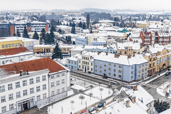 Pohled z dronu. - Prodej bytu 4+1 v osobním vlastnictví 140 m², Jindřichův Hradec