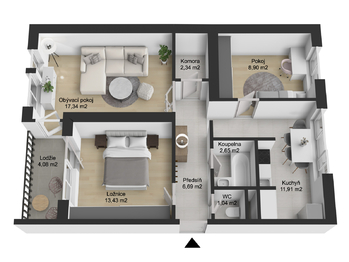 Prodej bytu 3+1 v osobním vlastnictví 64 m², Mukařov
