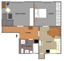 Pronájem bytu 2+1 v osobním vlastnictví 65 m², Praha 5 - Hlubočepy