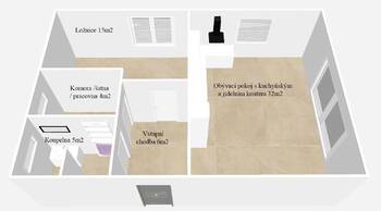 Půdorys bytu. - Pronájem bytu 2+kk v osobním vlastnictví 63 m², Čelákovice