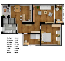 Prodej bytu 3+1 v osobním vlastnictví 108 m², Brno