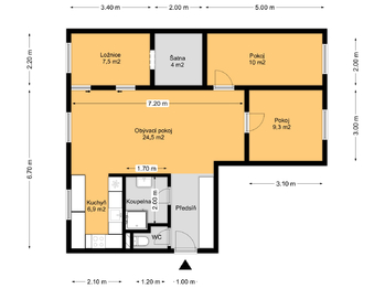 Pronájem bytu 4+kk v osobním vlastnictví 73 m², Praha 6 - Veleslavín