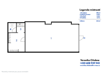Pronájem obchodních prostor 64 m², Praha 9 - Letňany
