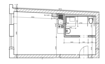 Orientační půdorys bytu - Pronájem bytu 1+kk v osobním vlastnictví 31 m², Horní Planá