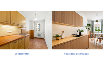 Kuchyně + vizualizace - Prodej bytu 3+1 v osobním vlastnictví 62 m², Praha 4 - Háje